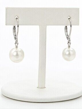 NWT 1" Glass Pearl Drop Earrings Silver Tone Minimalist Bridal Classic
